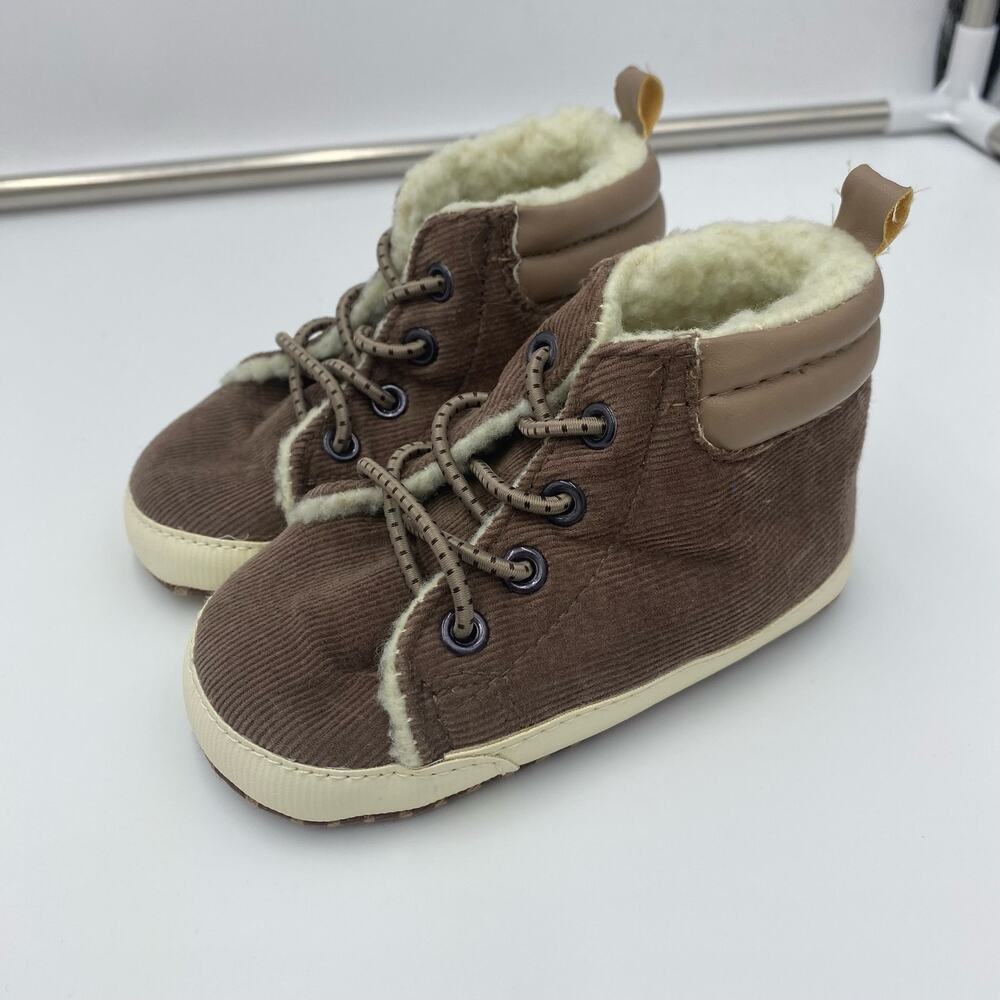 Carter's Boy's Brown Corduroy Sherpa Lined Booties Size 9-12M